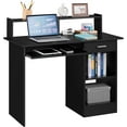 thumbnail image 1 of LYYHTY Home Office Wood Computer Desk with Drawers and Pull-Out Keyboard Tray, Study Writing Desk PC Laptop Table with Hutch and Storage Shelves, Modern Workstation, Black, 1 of 9