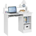 thumbnail image 1 of LYYHTY Home Office Wood Computer Desk with Keyboard Tray and Drawers, Students Writing Table with Storage Drawers & Hutch, Modern PC Laptop Desk, Multifunctional Workstation, White, 1 of 10