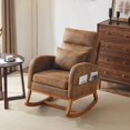 thumbnail image 1 of LYYHTY Rustic Microfiber Nursing Rocking Chair with Thick Headrest, Mid-century Modern Nursery Rocker Glider with Curved Armrest, Sturdy Solid Wood Base for Living Room, Bedroom, Baby Room, 1 of 9