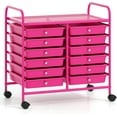 thumbnail image 1 of LYYHTY12-Drawer Rolling Storage Cart, Multifunctional Art Craft Organizer Cart, Mobile Utility Storage Cart with Removable Drawers & Lockable Wheels, Craft Cart for Home Office School, Hot Pink, 1 of 9