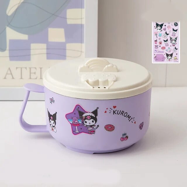 LZ LZ MINISO My Melody/Kuromi Stainless Steel Noodle Bowl with Lid Cute