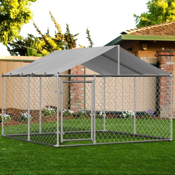 LZBEITEM 10 x 10 ft ( 118" x 118" x 71" ) Outdoor Dog Kennel Outside Large Heavy Duty Shade Dog Pen Playpen Pet Dog Enclosure Crate Dog Run House with UV & Waterproof Cover