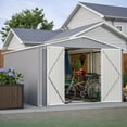 thumbnail image 1 of LZBEITEM 10 x 12 ft. Outdoor Storage Shed with Floor Frame Kit, Galvanized Steel Garden Shed, Metal Tool Sheds with Double Lockable Doors for Backyard Patio Lawn, Gray, 1 of 10