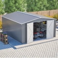 thumbnail image 1 of LZBEITEM 12'x14' Outdoor Metal Shed with Floor Frame kit , Updated Frame & Lockable Doors for Backyard, Garden, Lawn, Gray, 1 of 14