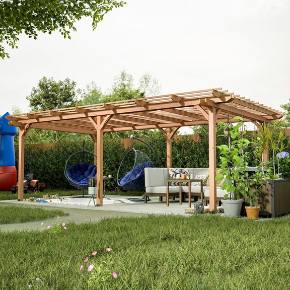 LZBEITEM 12'x16' Outdoor Pergola, Wooden Pergola Gazebo for Outdoor Porch Garden Backyard Patio