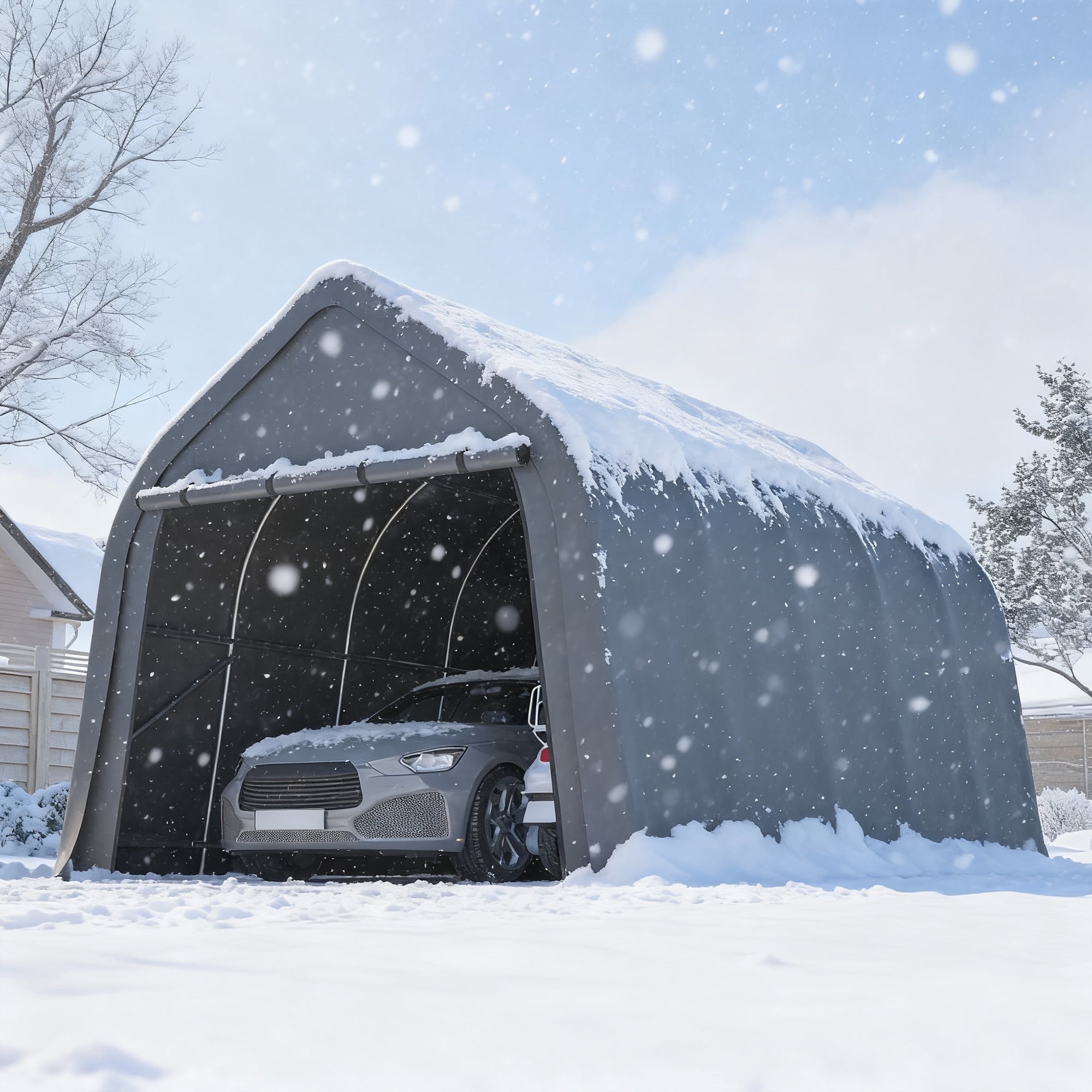 LZBEITEM Carports 13x20 ft Heavy Duty Car Canopy Garage with Removable Doors Galvanized Frame Portable Carport Canopy Outdoor Storage Shelter with All-Season Tarp for Car Boat Truck