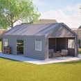 thumbnail image 1 of LZBEITEM 13x26 ft Heavy-Duty Modular Carport with 5-Zone Divider, Galvanized Steel Frame Portable Outdoor Garage PE Waterproof Cover, Roll-up Sidewall，Ventilated Windows, UV Snow Wind Proof, 1 of 16