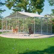 LZBEITEM 15 x 15ft (14.8' x 14.8' x 7.6') Outside Dog Kennels for Large Dogs Playpen, Dog Kennel Outdoor with UV-Resistant Waterproof Cover, Outdoor Dog Fence Crate for Backyard