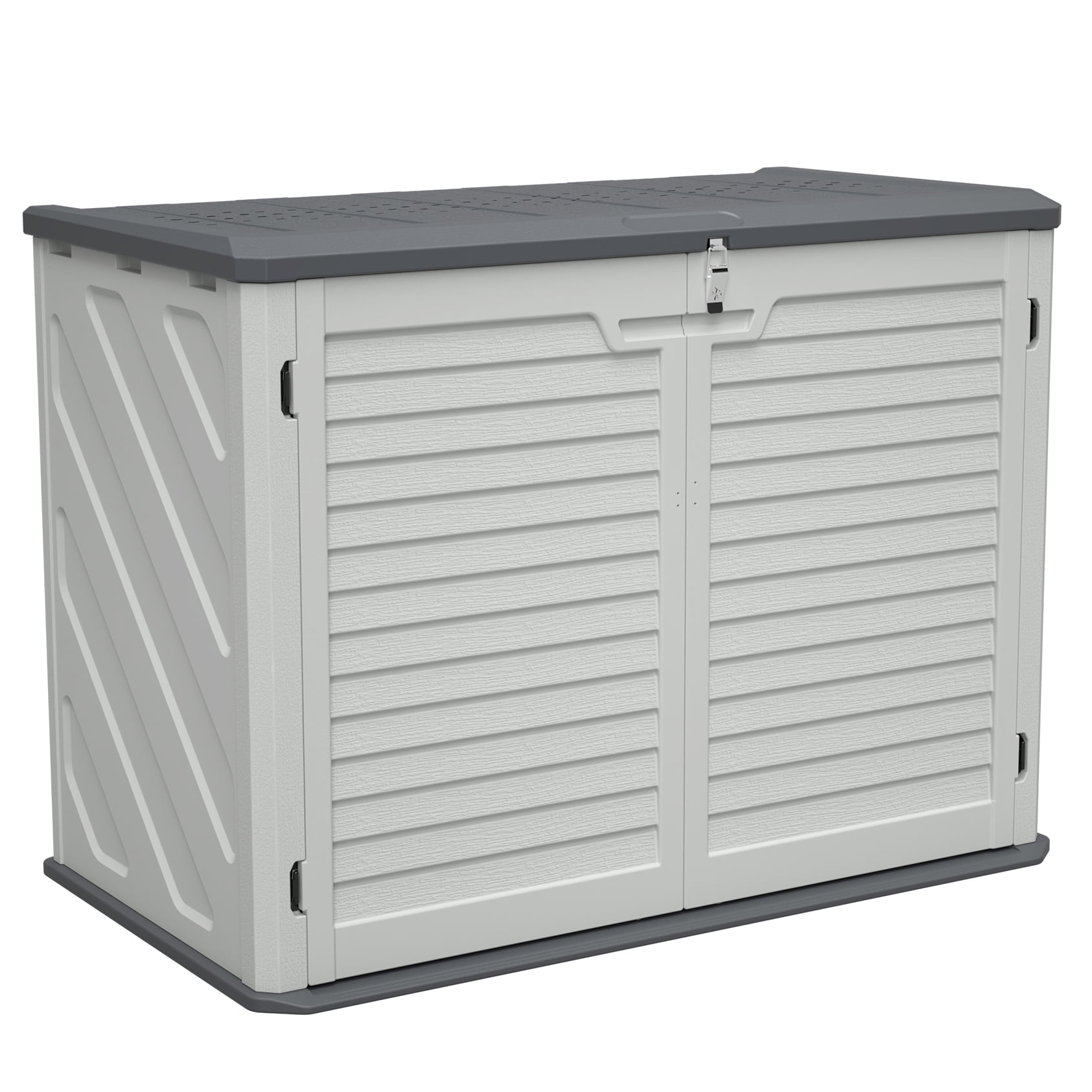LZBEITEM 25 Cu ft Outdoor Horizontal Storage Sheds, Weather Resistant Resin Tool Shed, Multi-Opening Door, Storage of Trash Cans, Garden Tools, Waterproof, Lockable, 52.3"L x 29.7"W x 38.9"H