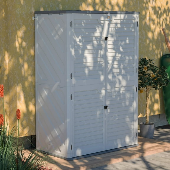 LZBEITEM 61 Cu ft Outdoor Horizontal Storage Sheds, Weather Resistant Resin Tool Shed, Multi-Opening Door, Storage of Garden Tools, pool accessories, Waterproof, Lockable, 52.36"L x 29.7"W x 74.25"H