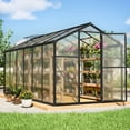 thumbnail image 1 of LZBEITEM 12'x6' Outdoor Greenhouse, Walk-in Polycarbonate Green House with Aluminum Frame for Backyard, Black, 1 of 12