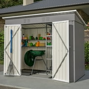 LZBEITEM 8 x 4 ft Outdoor Metal Storage Shed, Small Metal Sheds & Garden Tool Shed with Galvanized Floor Frame Kit Lockable for Garden, Backyard
