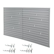 LZBEITEM 8x4 PVC Slat Wall Paneling with Hooks, Interlocking Slatwall Panels Garage Storage System, Peg Board Tool Organization, Wall-Mounted Design, Grey