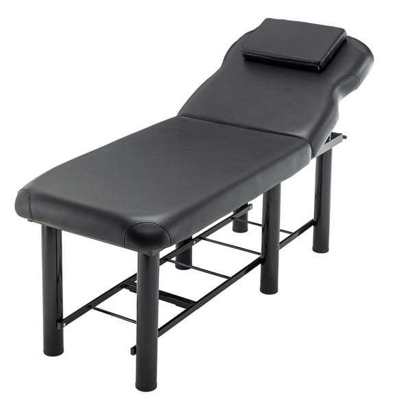 LZBEITEM Black Wide Stationary Massage Table with Backrest for Treatment Table Physical Therapy Table Spa Facial Bed, Metal Frame 27.5'' Wide 73'' Long Heavy Duty Professional Stationary Massage Bed
