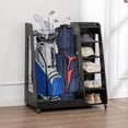 thumbnail image 1 of LZBEITEM Golf Bag Organizer Rack with Wheels - Dual Bag Storage Stand for Garage, Clubs, and Home, Black, 1 of 10