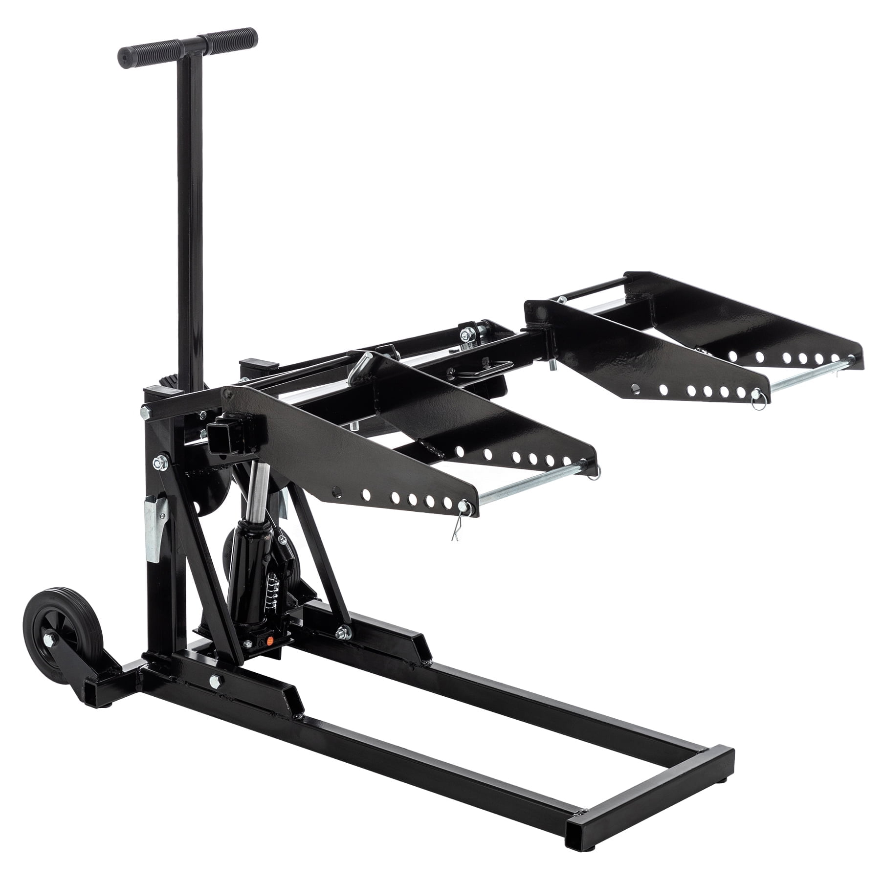 LZBEITEM 550 lb Heavy-Duty Adjustable Riding Lift Jack Hydraulic Lawn Mower Lift Jack with Safety Lock, Non-Slip Wheels&Handle for Tractors, Atvs and Zero Turn Lawn Mowers