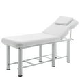 thumbnail image 1 of LZBEITEM White Wide Stationary Massage Table with Backrest for Treatment Table Physical Therapy Table Spa Facial Bed, Metal Frame 27.5'' Wide 73'' Long Heavy Duty Professional Stationary Massage Bed, 1 of 9