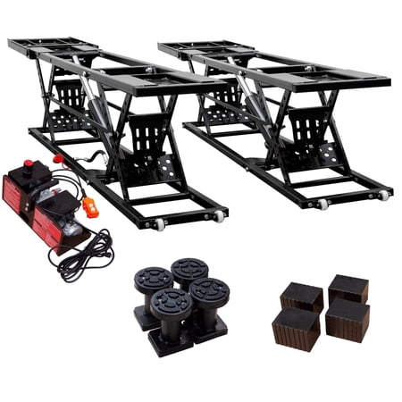LZBEITEM Portable Car Lift 7000 LBS 26.8" Max. Height, 2-Pack Heavy-Duty Carbon Steel Truck Lift with 120V Power Unit, Automatic Car Lift Jack for Home Garage