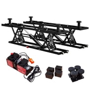 LZBEITEM Portable Car Lift, 9000 lbs Capacity Scissor Car Lift with 28" Max Height, 120V Electric Hydraulic Power Unit, Wheels, Extension Plates, 4 Rubber Blocks & 4 Lifting Columns for Garage