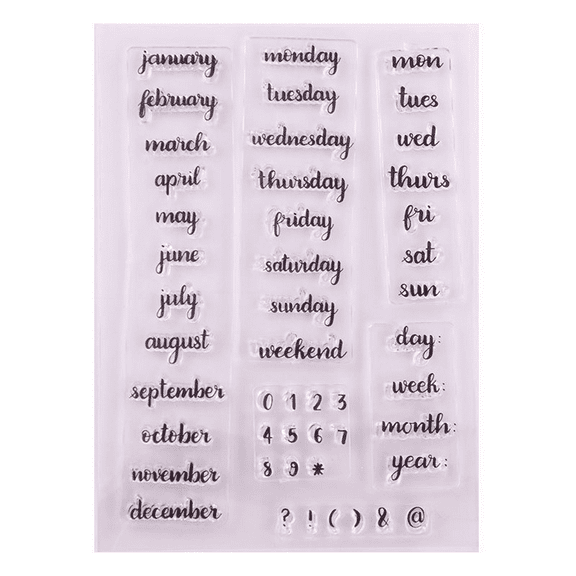 LZBRDY 3.9 by 5.5 Inch Month Week Year Date Words Numbers Symbol Marks Clear Rubber Stamps for Scrapbooking Card Making Birthday Christmas Stamps