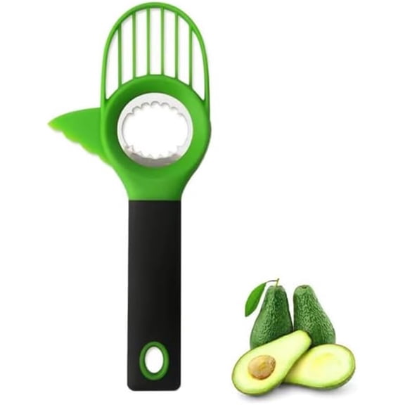 LZCKDPX 3-in-1 Avocado Slicer, Cutter & Peeler - Multi-Functional Knife Fruit & Vegetable Kitchen Tool, Scooper Pit Remover (Green-Black),green,Large