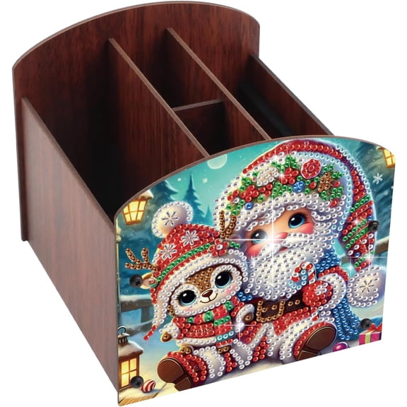 LZCKDPX Bee and Sunflower Diamond Painting Organizer – DIY Wooden Multi-Compartment Desktop Storage Box, Rustic Tabletop Craft Kit for Adults Home or Office Use,Christmas