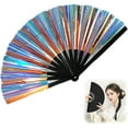 thumbnail image 1 of LZCKDPX Boots on The Ground Fan, 2025 New Large Holographic Folding Hand Fan Line Dance Popping Fan, Clap Fans for Line Dancing Foldable Craft Holding Black Colors Hand Fan (Color#F),Color#i,1, 1 of 7