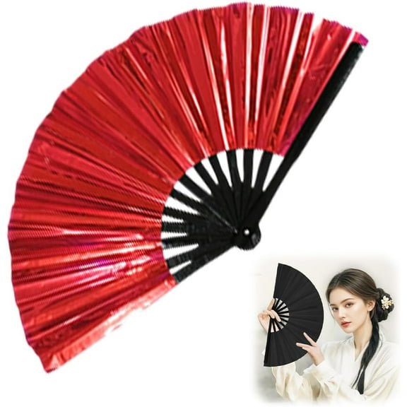LZCKDPX Boots on The Ground Fan, 2025 New Large Holographic Folding Hand Fan Line Dance Popping Fan, Clap Fans for Line Dancing Foldable Craft Holding Black Colors Hand Fan (Color#F),Color#c,1