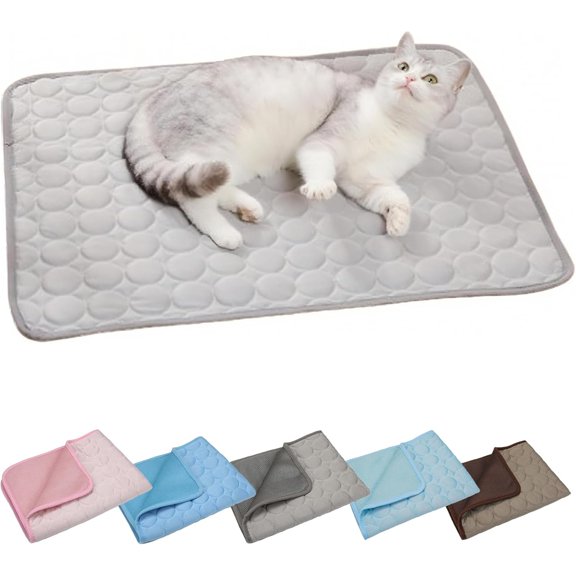LZCKDPX Cooling Mat for Cats & Dogs, Washable & Portable Pet Cooling Mat Indoor and Outdoor, Protect Your Cat from Silent Heat Danger (Blue,XS: 15.7" x 11.8")
