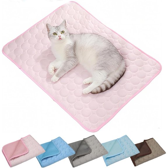 LZCKDPX Cooling Mat for Cats & Dogs, Washable & Portable Pet Cooling Mat Indoor and Outdoor, Protect Your Cat from Silent Heat Danger (Blue,XS: 15.7" x 11.8")