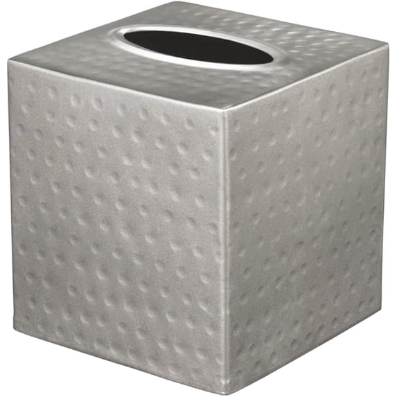 LZCKDPX Hand Hammered Tissue Box Cover Square, Matte Black Tissue Holder for Bathroom, Square Metal Dresser Accessories, Decorative Tissue Box Holder, Matte Black Handcrafted Tissue Cover