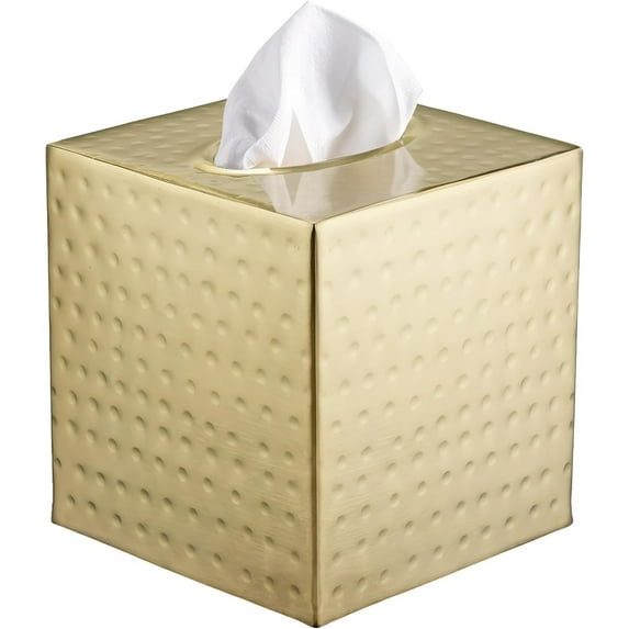 LZCKDPX Hand Hammered Tissue Box Cover Square, Matte Black Tissue Holder for Bathroom, Square Metal Dresser Accessories, Decorative Tissue Box Holder, Matte Black Handcrafted Tissue Cover