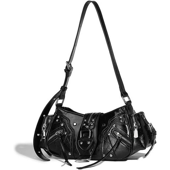 LZCKDPX Shoulder Purse for Women, Leather Women's Handbag Y2k Aesthetic Coquette Shoulder Bag Hobo Punk Trendy Ladies Purse,Dark,1