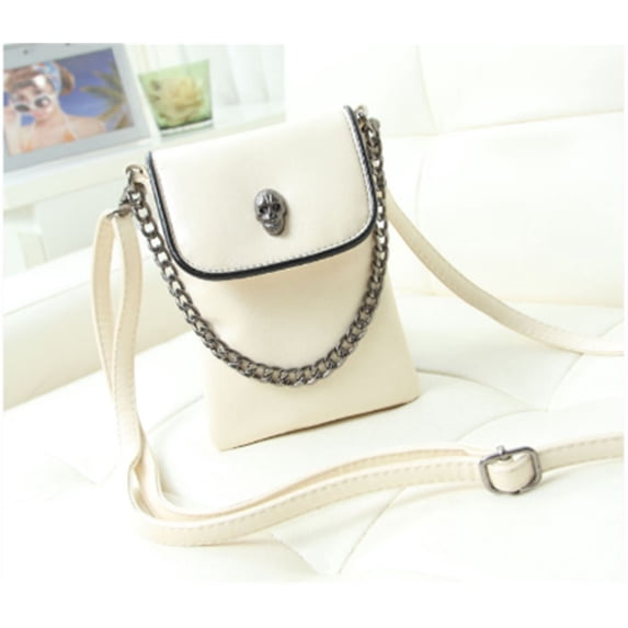 LZCKDPX Small Crossbody Cell Phone Purse Gothic Leather Bag Shoulder Travel Purse,White