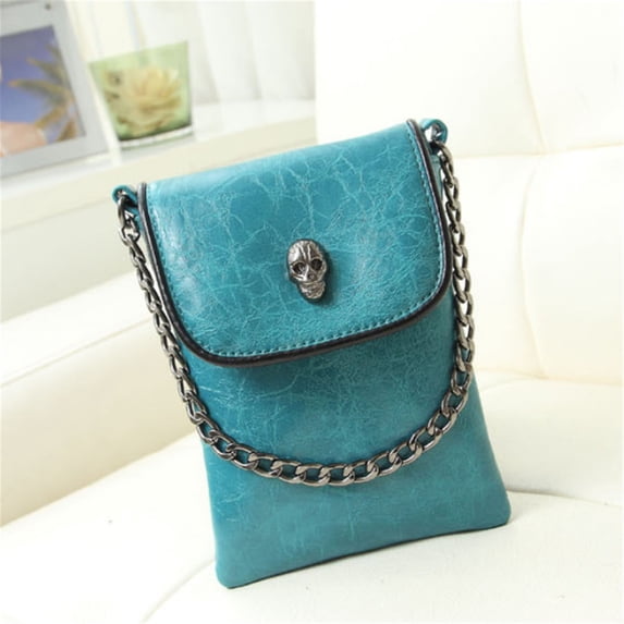 LZCKDPX Small Crossbody Cell Phone Purse Gothic Leather Bag Shoulder Travel Purse,lake blue