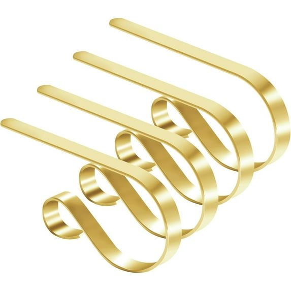 LZCKDPX Stocking Holders for Mantle, Christmas Stocking Holder Set of 4, Mantle Clip Fireplace Hooks Hanger for Christmas Party Decoration Supplies (RedBronze),GOLD-4P