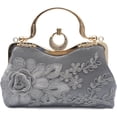 thumbnail image 1 of LZCKDPX Women Evening Bag Floral Embroidery Clutch Bag Vintage Handbag Bridal Wedding Purse Elegant Shoulder Bag,Dark Grey,bag, 1 of 6