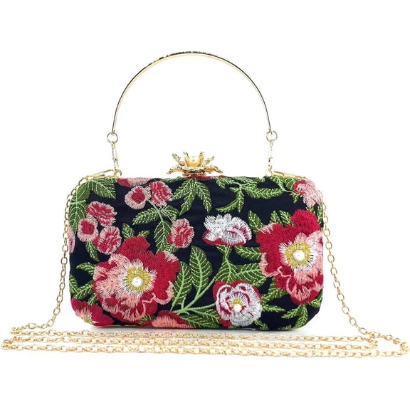 LZCKDPX Womens Evening Clutch Bag Designer Evening Handbag Hand Bag,Lady Party Wedding Clutch Purse,Embroidery-black