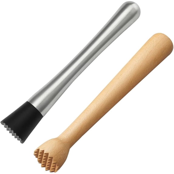 LZCKDPX Wooden Muddler for Cocktails 10 Inch, Home and Bar Muddler for Mojitos, Fruit Drinks, Sturdy Wood, Professional Bar Tool,2pack,10in*1.4in,1