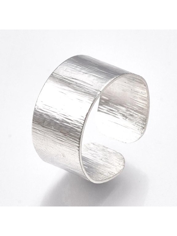 Silver Brushed Finish Wide Band Open Cuff Ring Statement Fashion Jewelry P16