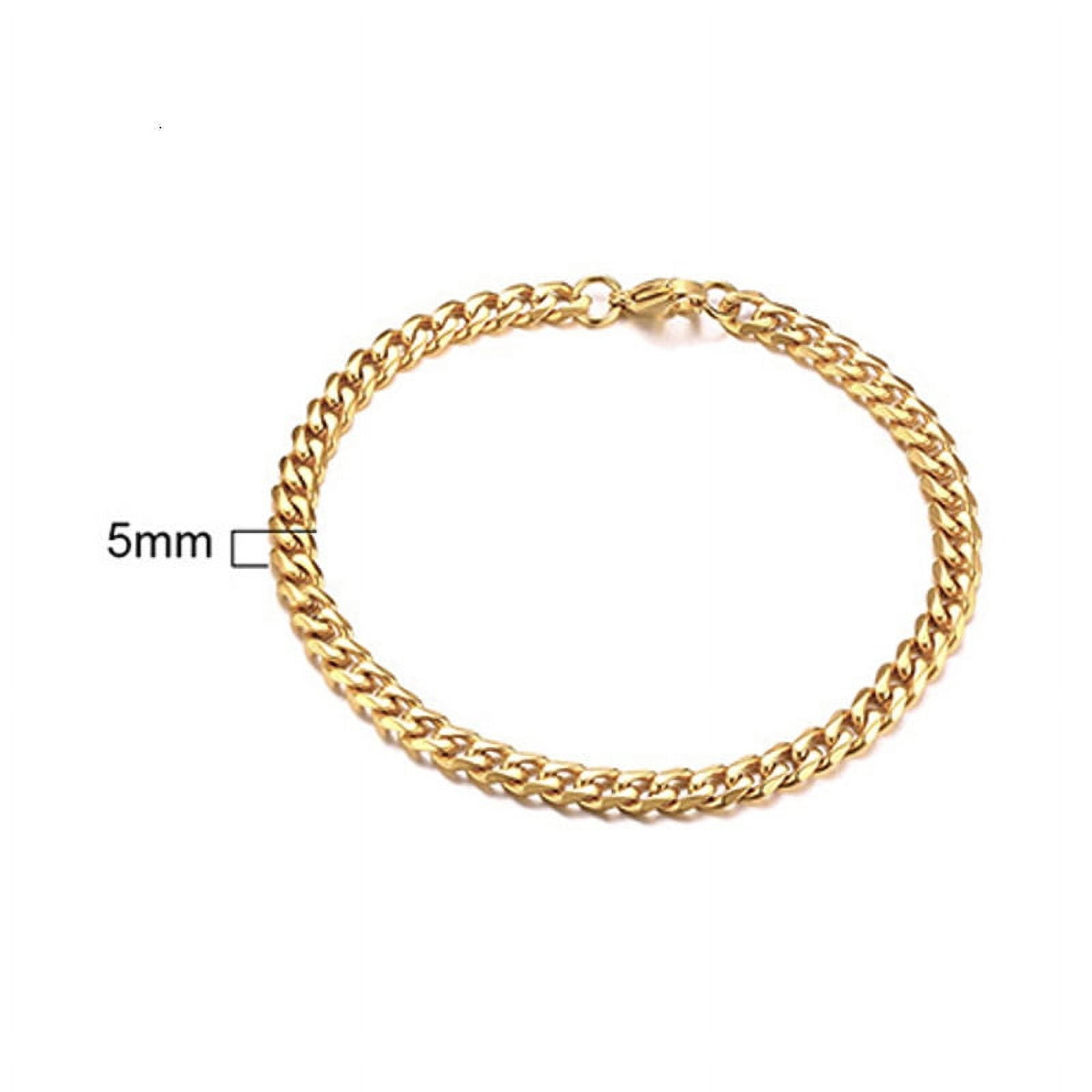 Gold Plated Stainless Steel Curb Link Chain Bracelet - Adjustable 7" To 11" Lobster Clasp