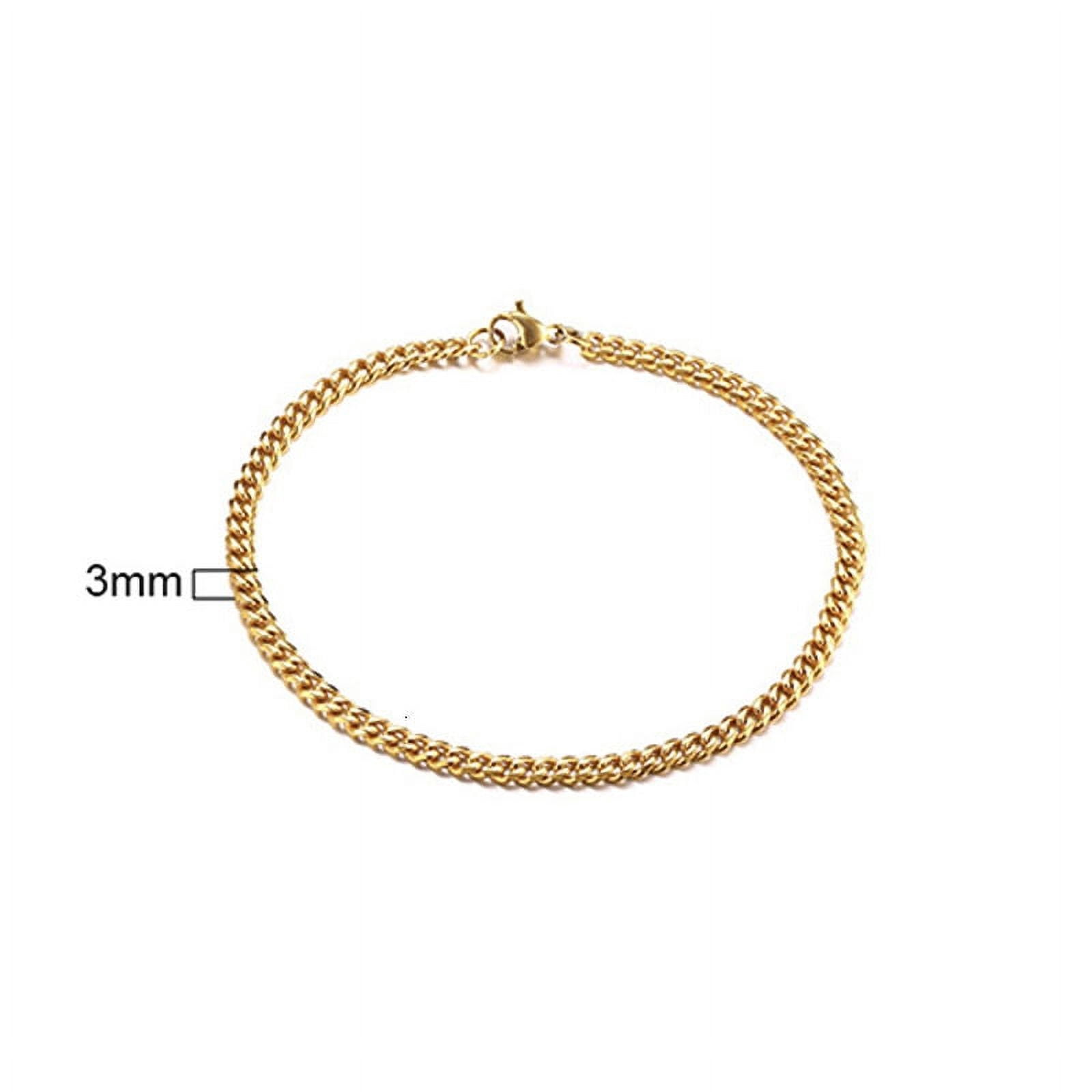 COCO Park Men's Stainless Steel Cuban Link Bracelet - 8 7/8" Gold Tone Textured Curb Chain Bangle - View #3