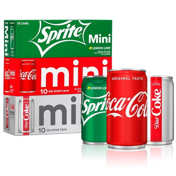LZHF Mini Can Variety Pack, 7.5 Fl Oz, Pack Of 30 (10 Each: Coke Classic, Diet Coke, Sprite),, 7.5 Fl Oz ()