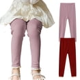 thumbnail image 1 of LZHGirlshop 2 Pack Baby Girl Pants Toddler Solid Color High Waisted Stretch Newborn Cotton Leggings Infant with Lace Trim Jogger Pants,1PC Pink+1PC Red, 11-12, 1 of 6