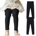 thumbnail image 1 of LZHGirlshop 2 Pack Baby Girl Pants Toddler Solid Color High Waisted Stretch Newborn Cotton Leggings Infant with Lace Trim Jogger Pants,2PC Black,5T, 1 of 6