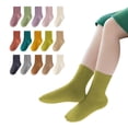 thumbnail image 1 of LZHGirlshop 5PC Socks for Boys Children's Socks Candy Colored Double Needle Baby Mid Calf Socks Fashionable Children's Socks,5PC C, 8-12, 1 of 6