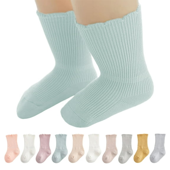 LZHGirlshop Baby Girls Socks Newborn Frilly Ruffle Cotton Infant Socks Solid Color Cute Socks for Toddler Dress Socks 5 Pairs,5PC B,3T