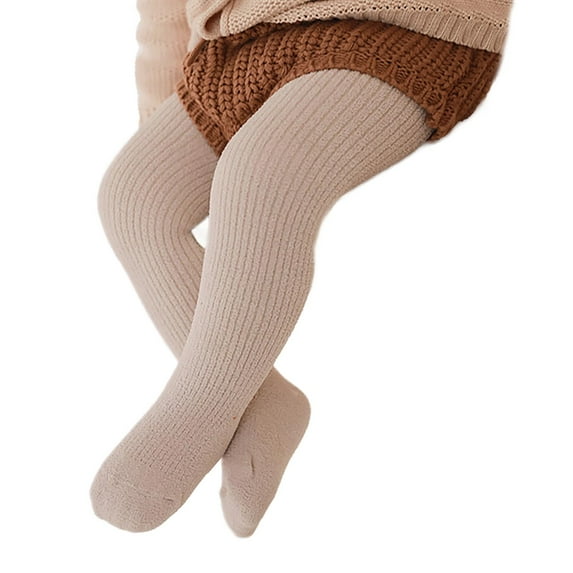 LZHGirlshop Baby Girls Tights Toddler Solid Color Knit Leggings Thick Cotton Infant Stockings Pantyhose,Khaki,7T