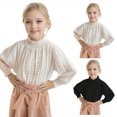 thumbnail image 1 of LZHGirlshop Baby Kids Girls Knit Sweaters Bottom Fleece Shirts Thick Warm Toddler High Collar Fall Winte Lace Pullover Long Sleeve Jumper Tops,White,6-7T, 1 of 7