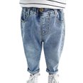 thumbnail image 1 of LZHGirlshop Big Boys' Jeans Pull-On Soft Denim Pants Solid Color with Pocket Stretch Waist Casual Wear School Pants,Blue A,6-7T, 1 of 6